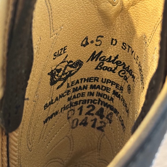 Masterson Boot Co RB2001Y Black Leather Cowboy Boots Youth‎ 4.5D (Women's 6–6.5) - Picture 8 of 11